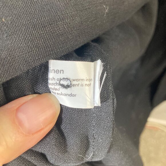 Womens Eskandar Neiman Marcus Linen Shirt Dress Duster Black Size 1 US 10/12 NWT - Picture 10 of 12